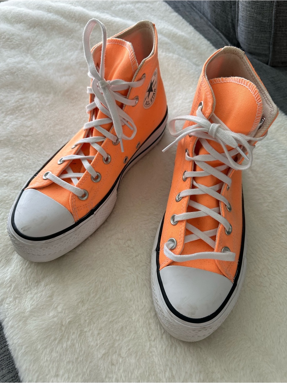 Converse High Top Canvas Sneakers - Bright Orange with White